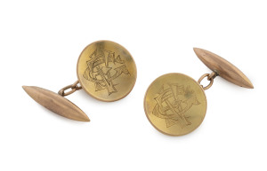 J.M. WENDT (attributed), Pair of South Australian (Adelaide) 9ct gold cufflinks, 19th century