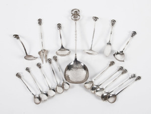 SARGISON Sterling silver group comprising 10 spoons and 7 assorted servers, Tasmanian origin, 20th century