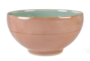 GWYNN HANSSEN PIGOTT Pottery bowl with celadon and apricot glaze, impressed "O" mark,