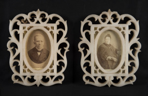 A pair of Anglo-Indian picture frames, carved and pierced marble, mid 19th century