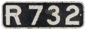 Railway engine plate "R732" painted cast iron by Hudson, North British Locomotive Company, Glasgow Scotland, scrapped in 1952.