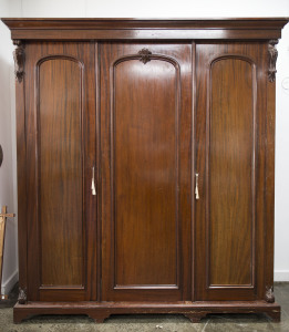 A Victorian three door wardrobe, Australian cedar and red pine, circa 1885