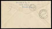 AN INWARDS ZEPPELIN-FLOWN COVER: 31 May 1930 (Sieger 64F) Pan-American Flight cover with 2 x 65c Zepps tied by PHILADELPHIA duplex dispatch datestamps; the cover with red and violet flight cachets, Friedrichshafen and CAULFIELD (arrival) backstamps. - 2