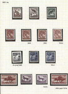 COMMONWEALTH OF AUSTRALIA: Other Pre-Decimals: 1959-63 (SG.316-321 & 327/27a) 6d - 5/- Animals & Stockman, complete including helecon papers (8d, 11d & 1/2), 5/- Cream & White papers and a Die Proof [1999] of the 11d. (14 items). MUH.