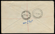 COMMONWEALTH OF AUSTRALIA: Kangaroos - Third Watermark: 1 July 1927 (AAMC.106) Cloncurry - Normanton registered cover, flown by QANTAS on their inaugural flight over this extension to their route, with the exceptional franking of a £1 Grey 3rd wmk Kangaro - 2