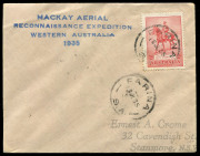 COMMONWEALTH OF AUSTRALIA: Aerophilately & Flight Covers: July 1935 (AAMC.517, 517a) Mackay Aerial Survey Expedition covers flown from OODNADATTA, CEDUNA and FARINA; each with the 4-line cachet in blue "MACKAY AERIAL/RECONNAISSANCE EXPEDITION/WESTERN AUST - 2