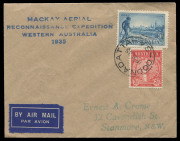 COMMONWEALTH OF AUSTRALIA: Aerophilately & Flight Covers: July 1935 (AAMC.517, 517a) Mackay Aerial Survey Expedition covers flown from OODNADATTA, CEDUNA and FARINA; each with the 4-line cachet in blue "MACKAY AERIAL/RECONNAISSANCE EXPEDITION/WESTERN AUST - 4