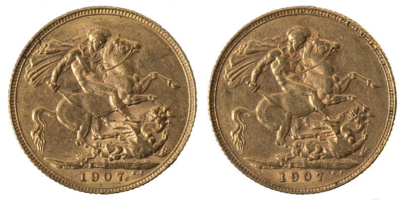 Coins - World: Great Britain - coins: LONDON MINT SOVEREIGNS: King Edward VII 1907, VF/EF. (2).
