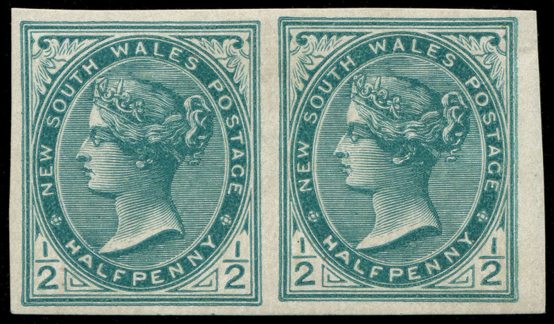 NEW SOUTH WALES: 1899 (SG.298a) ½d blue-green, Imperforate horizontal pair, (2) fresh Mint. Cat.£250.