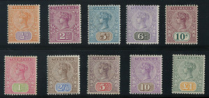 TASMANIA: 1892-99 (SG.216-225) ½d - £1 Tablets, complete set of (10) MUH. Particularly fine and fresh.