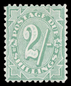 COMMONWEALTH OF AUSTRALIA: Postage Dues: 1909 (SG.D60) 2/- dull green (with stroke after value), fine and fresh MLH. BW.D63. Cat.£1000.