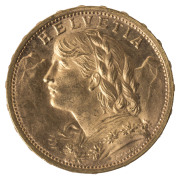 Coins - World: Switzerland - coins: 20 Franc gold Helvetia, 1927, EF. - 2