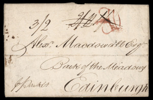 St. Vincent: Postal History (St. Vincent): Postal History (St. Vincent): SCOTTISH TRADE IN THE CARIBBEAN: 1795 (Dec.8) entire headed "St.Vincent", written by D. Macfarlin to his correspondent at the Bank of the Meadows in Edinburgh. The initial postage as