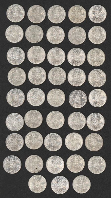 Coins - Australia: Silver: 1966 round 50c pieces, (43).