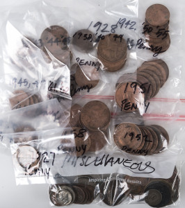 Coins & Banknotes: Australia - Miscellaneous: An accumulation of Australian half-pennies and pennies together with a small range of foreign coins, mainly copper.