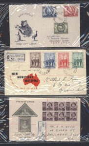 COMMONWEALTH OF AUSTRALIA: General & Miscellaneous: 1933-83 collection of FDCs, special covers, flight covers and similar material in a large album. Noted quite a few reg'd, some AAT, Norfolk Island, New Zealand, etc. Some useful material. (145+).