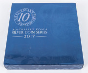 Coins - Australia: Silver: 2017 10th Anniversary Australian Koala 10oz Silver Proof Coin in original packaging, with certificate. #679/750. Sold Out at $799.