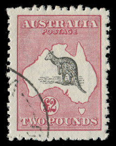 COMMONWEALTH OF AUSTRALIA: Kangaroos - Third Watermark: £2 Black & Rose, cancelled to order with full o.g. BW:56Aw - $6500. Very fine & fresh.