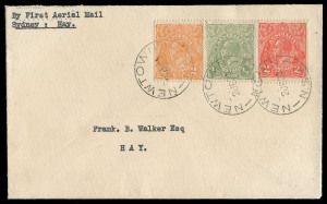 COMMONWEALTH OF AUSTRALIA: Aerophilately & Flight Covers: 1924 (June 2) Sydney-Hay [AAMC.72a] cover carried by Australian Aerial Services Ltd on their new airmail service connecting Adelaide and Sydney, Cat $550+. A scarce intermediate.