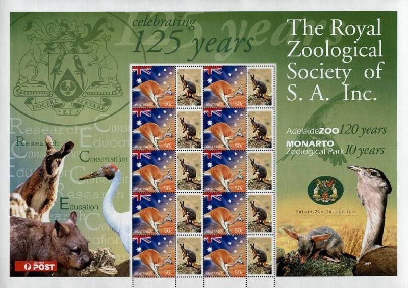 Special Event Sheets: accumulation, in various quantities, majority 45c or 50c. with an International Post group upto $1.65, FV $125+ incl. P.O. sheets. Noticed local events, 2003 The Royal Zoological Soc. of Sth. Aust., 2004 Cowra Breakout etc. Offered a