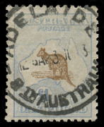 COMMONWEALTH OF AUSTRALIA: Kangaroos - Third Watermark: £1 Light Brown & Pale Blue, well centred and full perfs. FU, with attractive ADELAIDE cds of July 1923. BW - $2500.