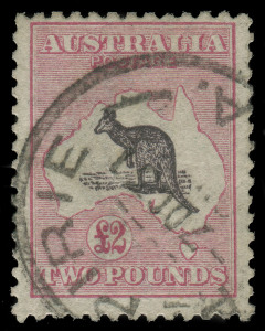 COMMONWEALTH OF AUSTRALIA: Kangaroos - Third Watermark: £2 Purple-Black & Rose, Fine commercial usage, with large part PORT PIRIE cds