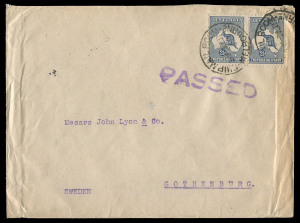 COMMONWEALTH OF AUSTRALIA: Kangaroos - Third Watermark: 2½d INDIGO - NEW EARLIEST RECORDED DATE ON COVER - July 1917