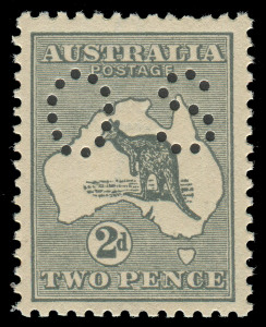 COMMONWEALTH OF AUSTRALIA: Kangaroos - Third Watermark: 2d Grey (Die 1) perforated small OS; (SG.O43) very well centred & fresh MUH. BW:7Aba - $225.