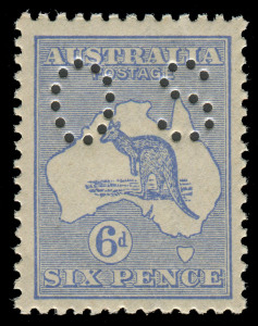 COMMONWEALTH OF AUSTRALIA: Kangaroos - Third Watermark: 6d Ultramarine (Die II), perforated OS (SG.O46); well centred & fresh MUH. BW:19Aba - $425.