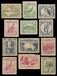 COMMONWEALTH OF AUSTRALIA: Cinderellas: "PALS" labels: the 2 sets, as above. (12) complete. Very mixed condition.