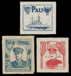 COMMONWEALTH OF AUSTRALIA: Cinderellas: "PALS" labels comprising "Admiral Coontz" o.g.; "U.S.S. Seattle" (*) & "Wing Commander Goble" o.g. (but with faults). (3).