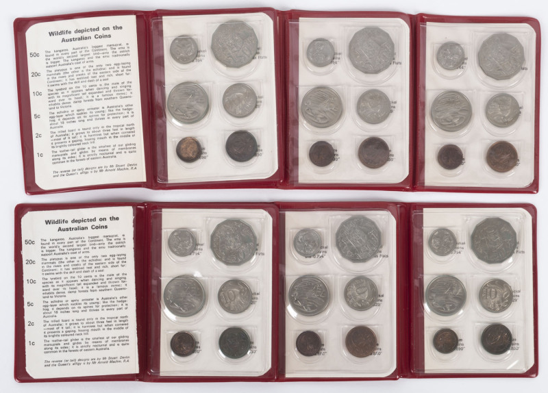 Coins - Australia: Uncirculated Decimal Sets: Royal Australian Mint sets for 1972 (3) & 1973 (3). (Total: 6 wallets).