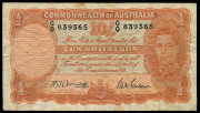 Banknotes - Australia: Pre-Decimal Banknotes: King George VI set comprising of 10/- Armitage/McFarlane (R13), £1 Coombs/Wilson (R32), £5 Coombs/Wilson (R48L) & £10 Armitage/McFarlane (R59). VG/F. - 5