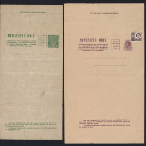 COMMONWEALTH OF AUSTRALIA: Postal Stationery: Wrappers: KGV - QEII decimal period; duplicated range in album. (40+). Mixed condition.