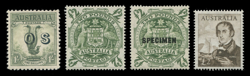 COMMONWEALTH OF AUSTRALIA: General & Miscellaneous: AUSTRALIA: 1914 - 65 accumulation in red Lighthouse album. Mainly Used or CTO but some useful MUH items noted. Includes Kingsford Smith OS pair CTO, 1/- Large Lyrebird OS MUH, Bridges OS CTO (2 sets), 1/