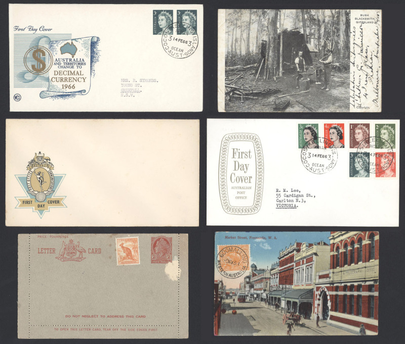 COMMONWEALTH OF AUSTRALIA: General & Miscellaneous: Range of postmarks, mainly on PPCs plus other material, partly annotated on pages. Noted KANGAROO GROUNDS cds on 1905 postcard to France; 1907 CAMPBELL'S CREEK & UP TRAIN on 1907 postcard; COLOMBO PAQUEB