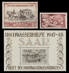 GERMANY - Saar: GERMANY - Saar: 1920 - 1957 collection on Hagner pages, incorporating the League of Nationa Commission period, the German periods and the French period, with good items noted throughout including 1920 80pfg Mint, 1920s-30s Welfare Fund iss