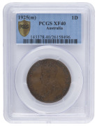 Coins - Australia: Penny: 1925, VF; cased PCGS - XF40 - 2