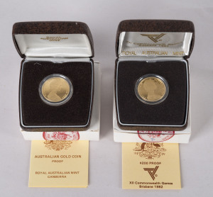 Coins - Australia: Decimal Proofs: TWO HUNDRED DOLLARS: 1982 Commonwealth Games Proof in case of issue and 1983 Koala, ditto. (2).