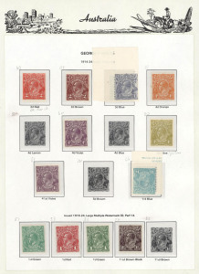 COMMONWEALTH OF AUSTRALIA: General & Miscellaneous: 1913-78 collection in Seven Seas Hingeless album. With only a few Kangaroos incl. 6d Chestnut "Broken leg", but a good range of KGV heads to 1/4 incl. some OS, perf.OS commems & 3d Airs, good 1930s comme