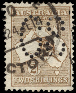 2/- Brown, perforated Large 'OS'. Fresh colour, with cds dated "24JE14", Cat.$500.
