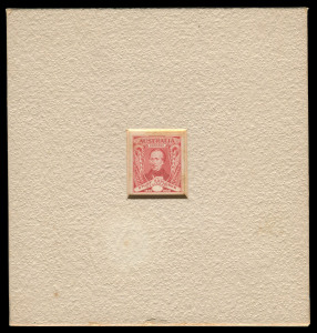 COMMONWEALTH OF AUSTRALIA: Other Pre-Decimals: DIE PROOF: a very similar item but recessed in a larger mount (130x139mm), a similar label - but with the date omitted - affixed to the reverse, minor toning that does affect the proof, Cat $20,000. Ex Sir Ha