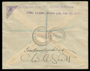 COMMONWEALTH OF AUSTRALIA: Aerophilately & Flight Covers: October 1934 (AAMC.433) England-Australia MacRobertson Air Race cover carried by the winning entry DH66 Comet 'Grosvenor House' in a total elapsed time of 71 hours and signed by both pilots "CWA Sc - 2