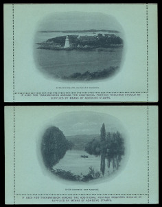 TASMANIA - Postal Stationery: TASMANIA - Postal Stationery: ILLUSTRATED LETTER CARDS: 1900, 2d Violet on light blue, almost complete set comprising "Entrance Island, Macquarie Harbour", "Cataract Gorge, Launceston", "Lake Hartz", "Launceston" and "River D