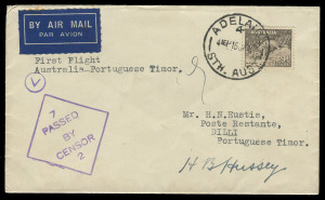 COMMONWEALTH OF AUSTRALIA: Aerophilately & Flight Covers: 17 January 1941 (AAMC.912) Australia - Dili (Portuguese Timor) flown cover, carried and signed by Captain H.B.Hussey for Qantas on the first flight to include Dili as an intermediate on the route t