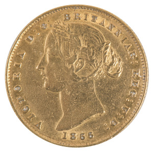 Coins - Australia: Sovereigns: SYDNEY MINT SOVEREIGN: Queen Victoria 1866, Second Type, VF.