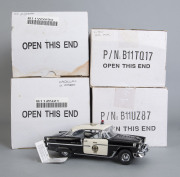 FRANKLIN MINT: Four 1/24 scale American cars including Cadillac, Chevrolet, Plymouth; model numbers B11WW90, B11TQ17, B11ZN21, B11VZ87; all mint and boxed.