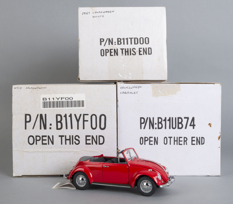 FRANKLIN MINT: Three 1/24 scale Volkswagen cars, model numbers B11TD00, B11YF00, B11UB74; all mint and boxed.