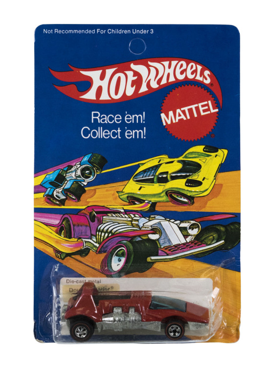 HOTWHEELS: 1973 Redline Double Header (5880) – Enamel Red. This model was released during the years when sales were low and there was a drastic reduction in new castings. This model is mint and unopened in original flame blister pack. 1973 became the end