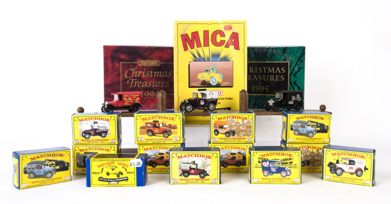 MATCHBOX: A collection of approximately twenty-six Matchbox related items including "Models of Yesteryear" Austin 7 vans celebrating various MICA and Matchbox Club events; all mint, most boxed.